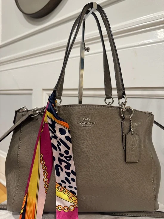 Coach Bag Christie Gray Fog Saffiano Leather Shoulder Satchel